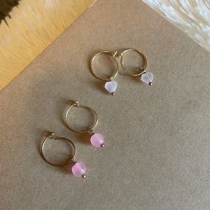 Gold Hoops Pacsun Set of 2 with Pink Charms
